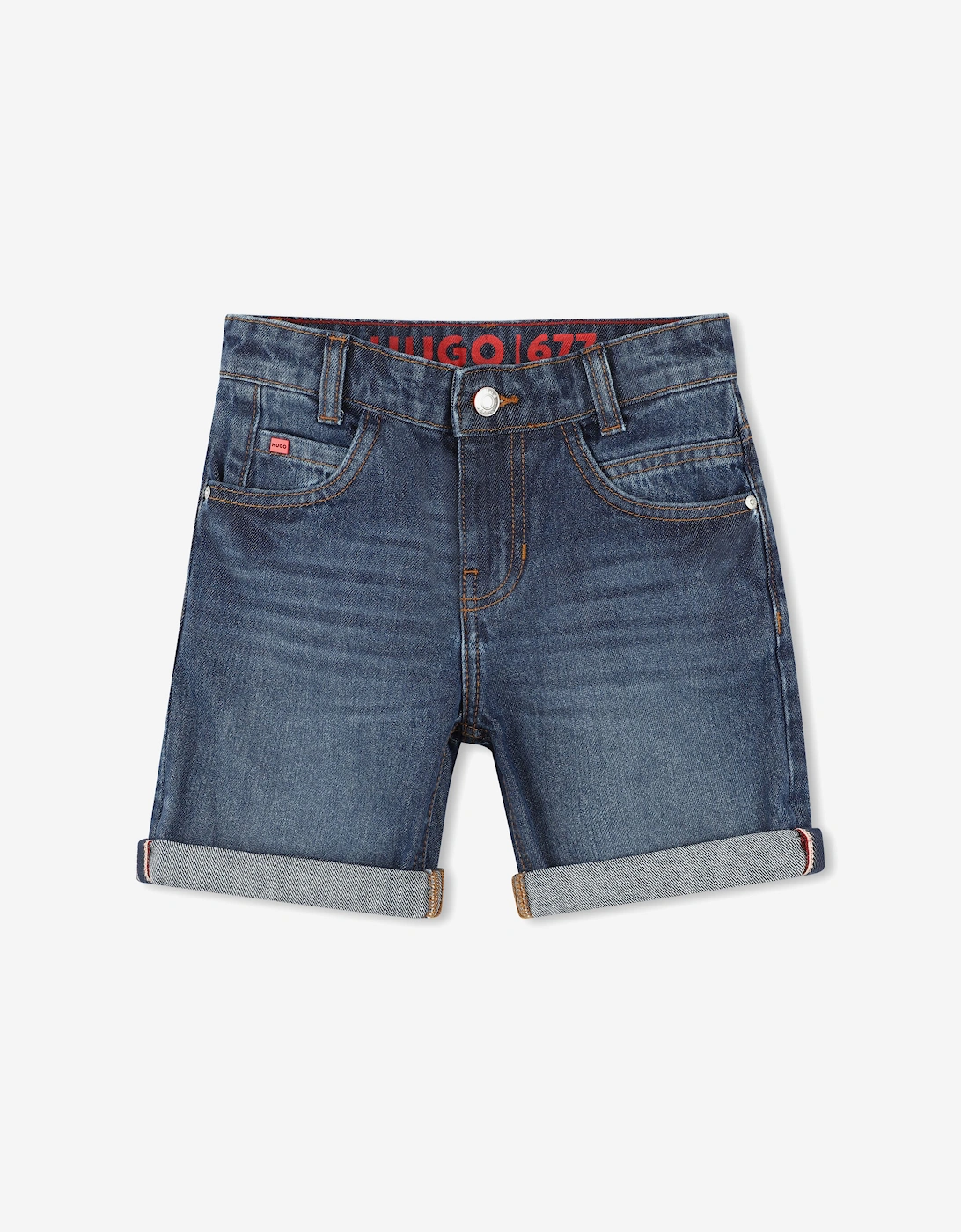 Boys Double Stone Wash Denim Shorts in Blue, 5 of 4