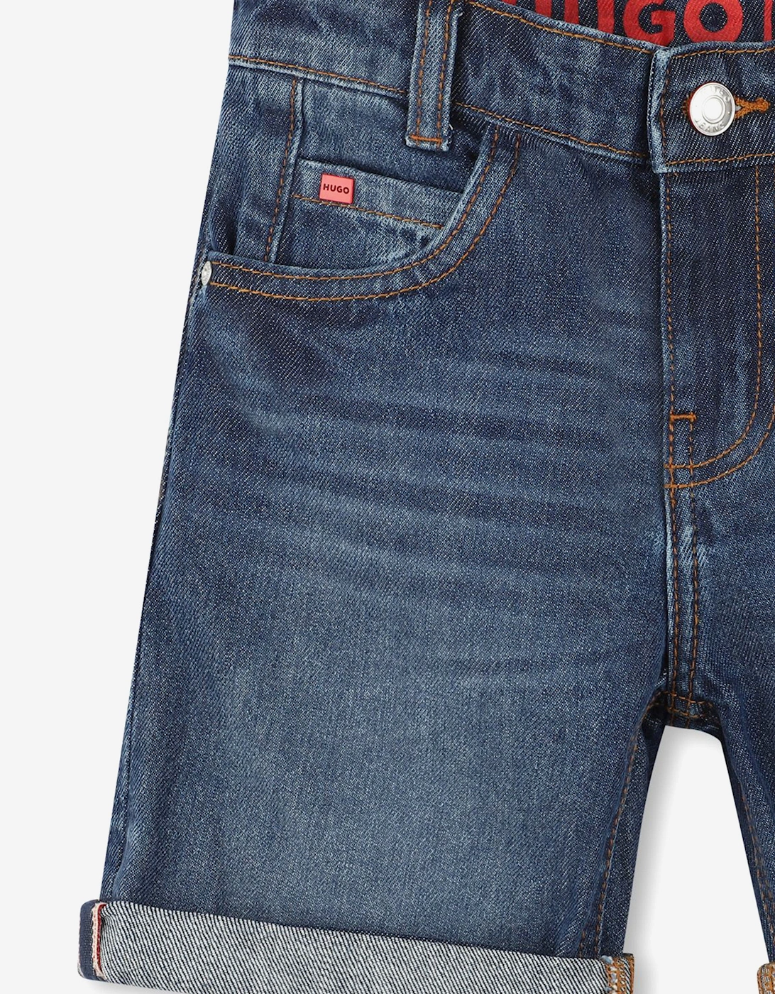 Boys Double Stone Wash Denim Shorts in Blue