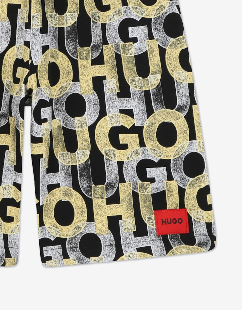 Boys Monogram Bermuda Shorts in Black