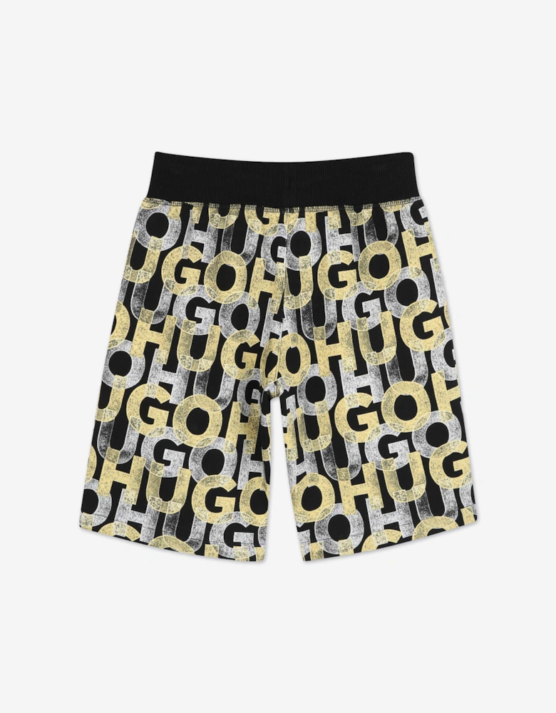 Boys Monogram Bermuda Shorts in Black