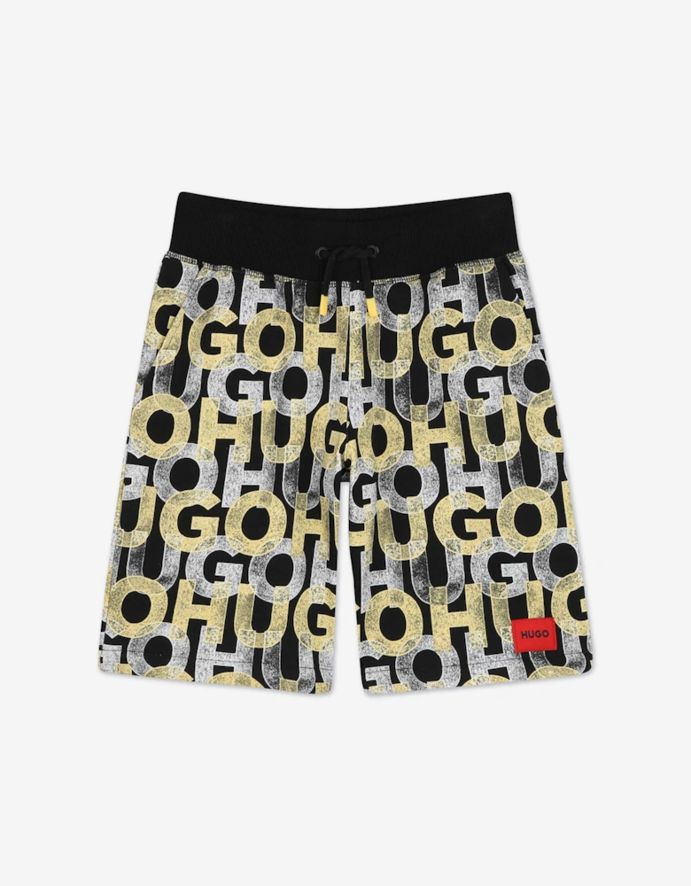 Boys Monogram Bermuda Shorts in Black