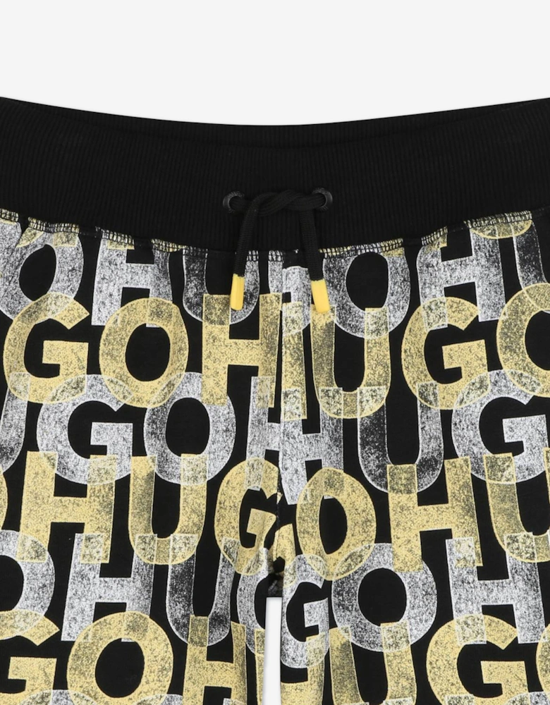 Boys Monogram Bermuda Shorts in Black