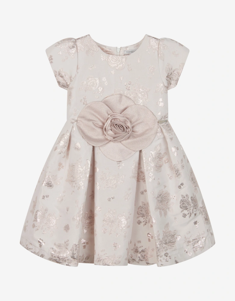 Girls Jacquard Occasion Dress in Gold