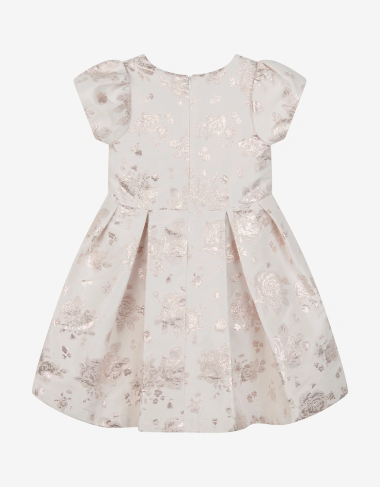 Girls Jacquard Occasion Dress in Gold
