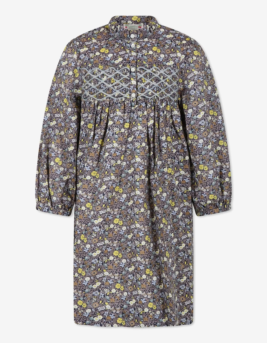 Girls Smocked Tamsin Dress in Grey, 4 of 3