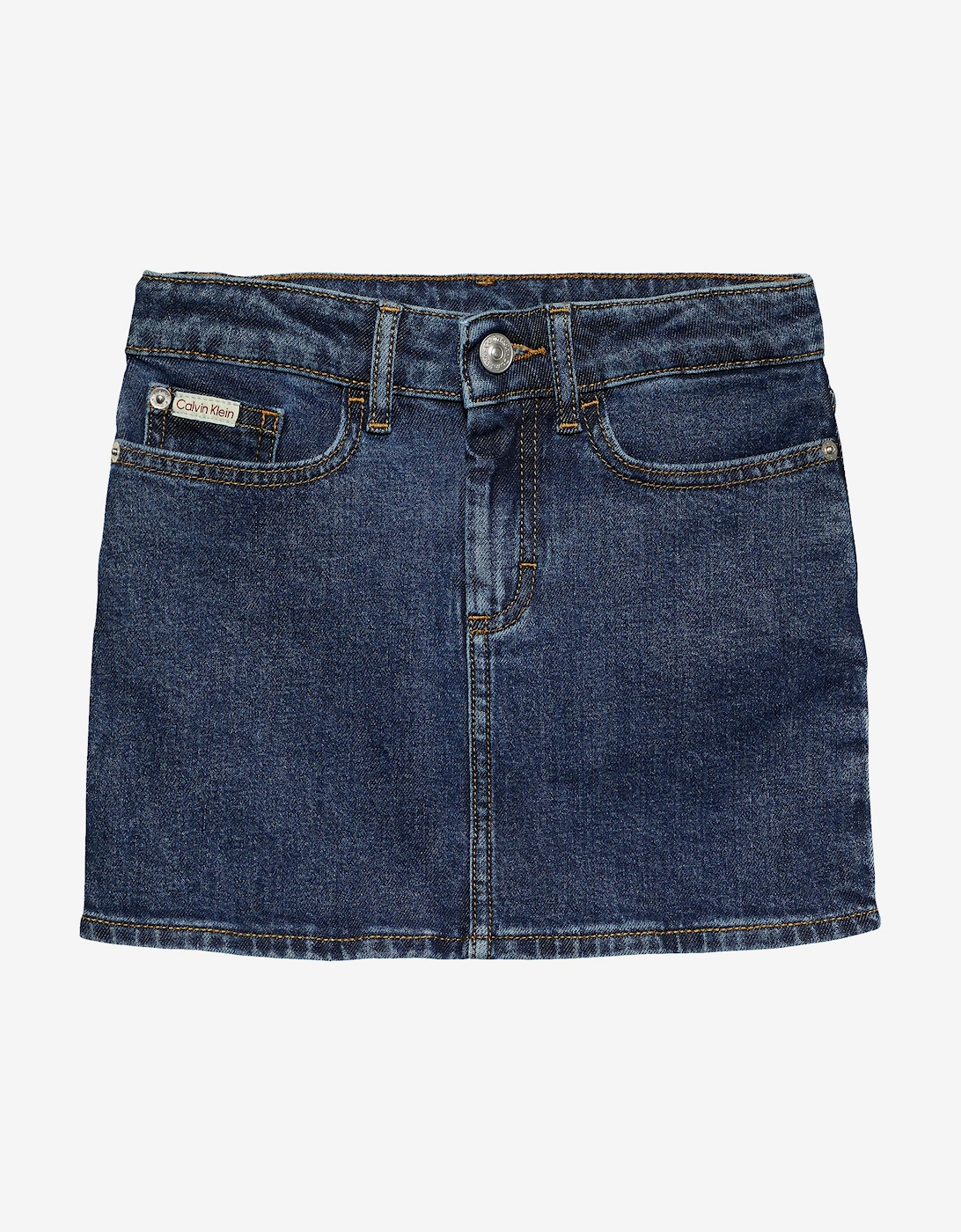 Girls Rinse Denim Mini Skirt in Blue, 5 of 4