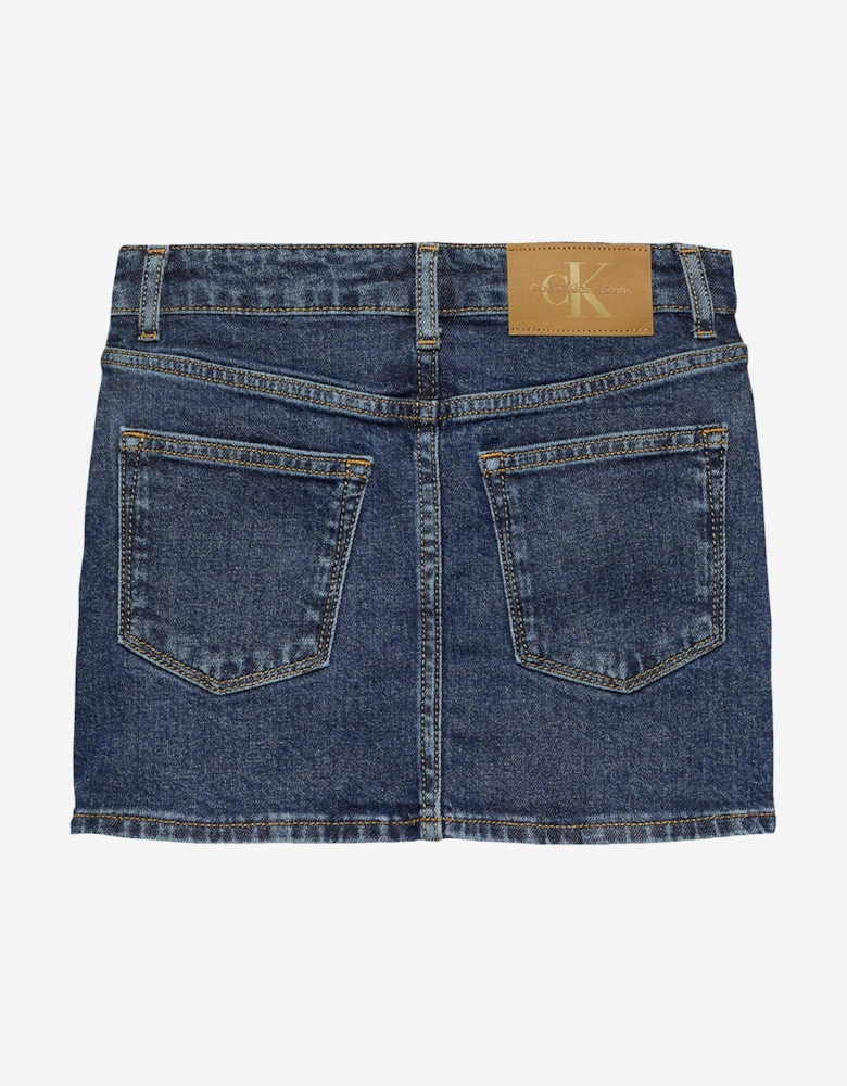 Girls Rinse Denim Mini Skirt in Blue
