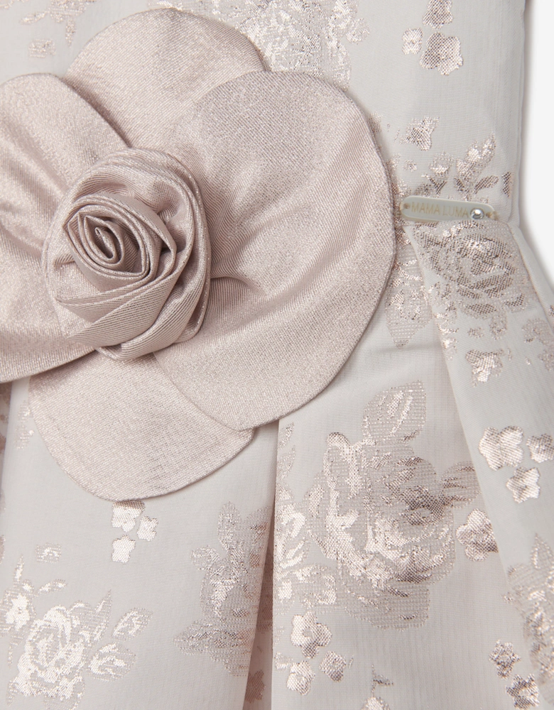 Girls Jacquard Occasion Dress in Gold