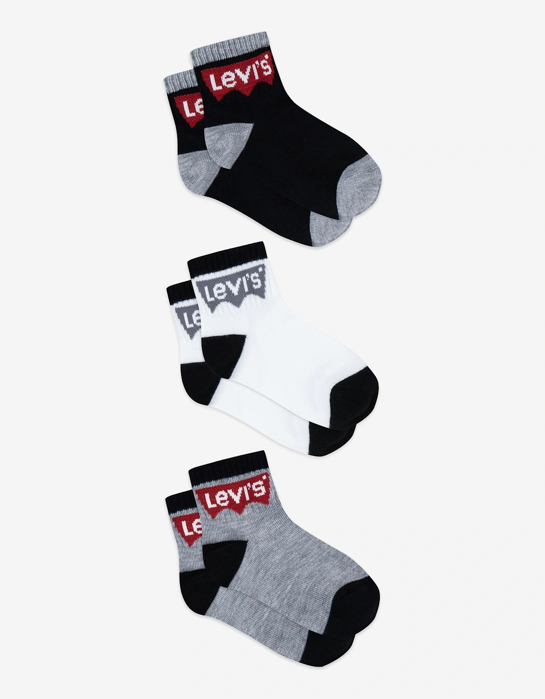 Kids Batwing Mid Cut 3 Pack Socks Set in Black, 5 of 4