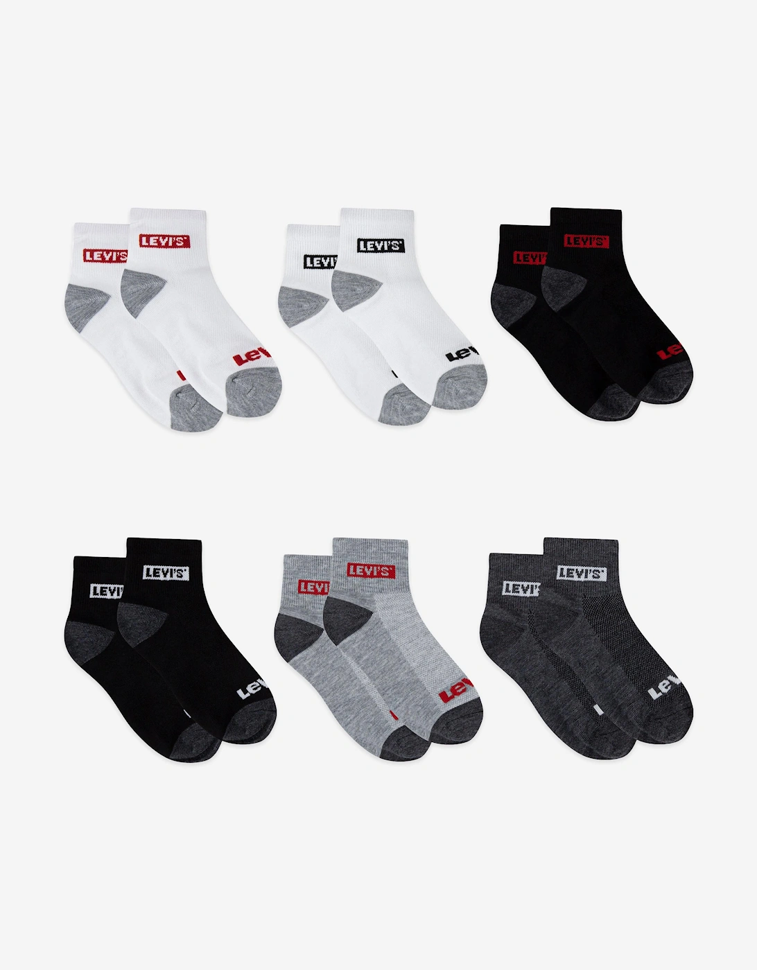 Kids Box Tab Mid Cut 6 Pack Socks Set in Grey, 4 of 3