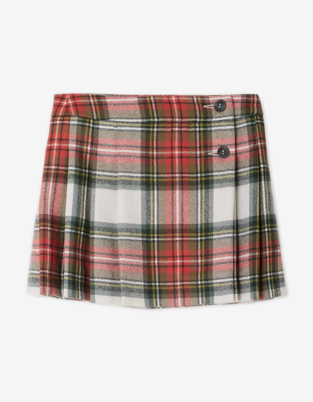 Girls Talissa Tartan Wool Skirt in Red, 4 of 3