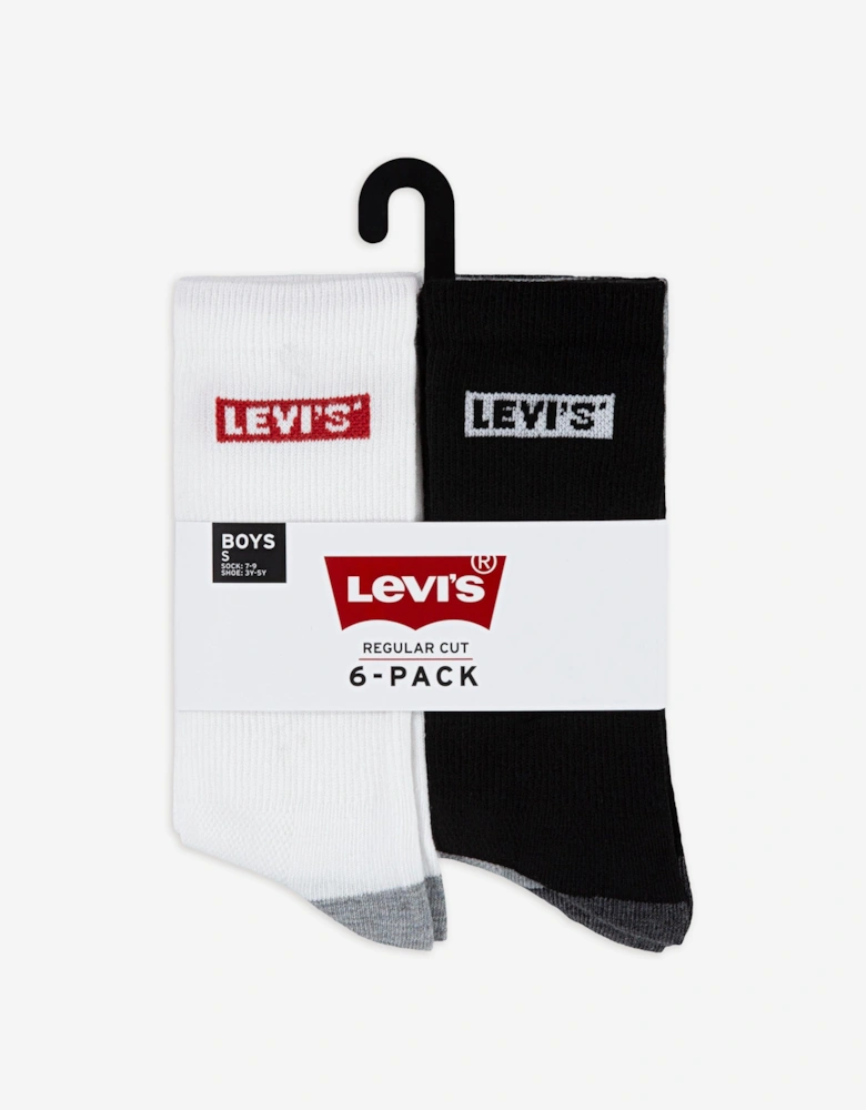 Kids Box Tab Mid Cut 6 Pack Socks Set in Grey