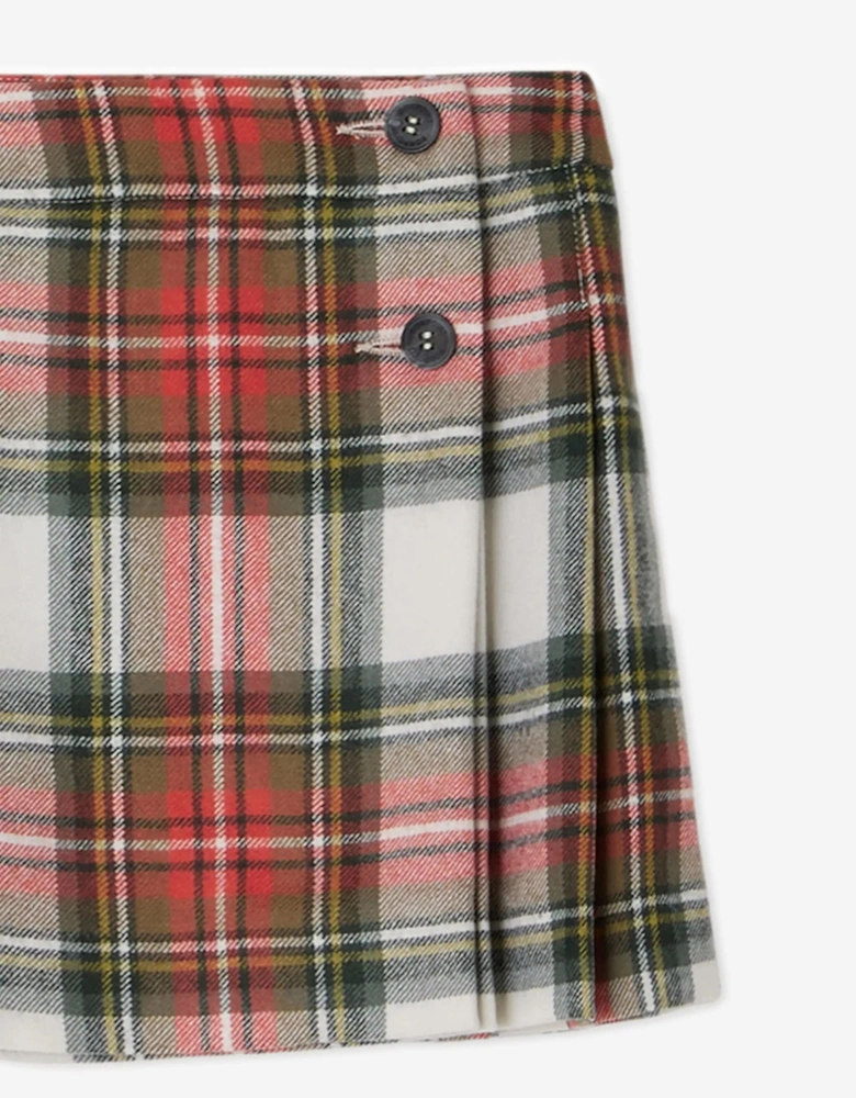 Girls Talissa Tartan Wool Skirt in Red