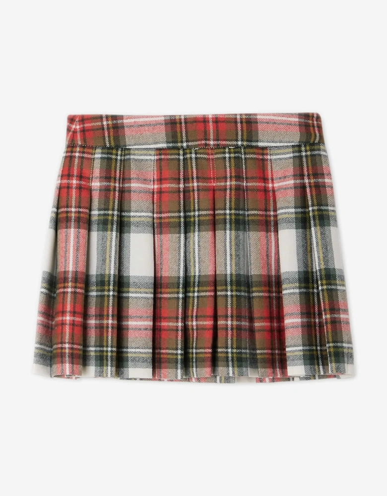 Girls Talissa Tartan Wool Skirt in Red