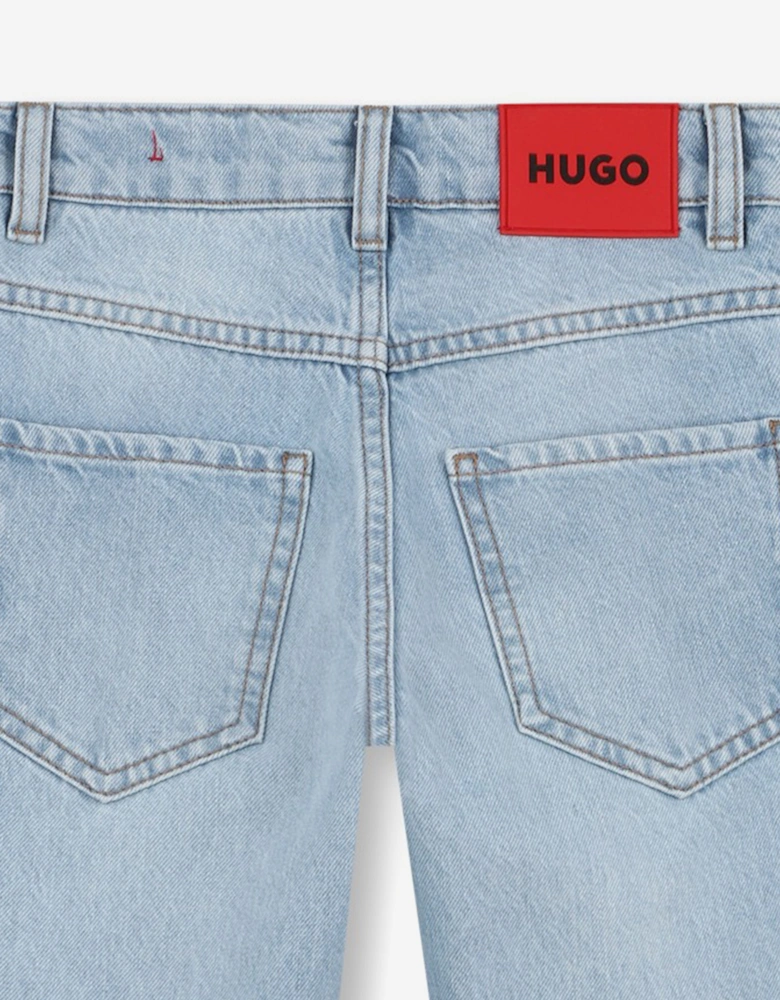 Boys Bleached Regular Fit Jeans in Blue