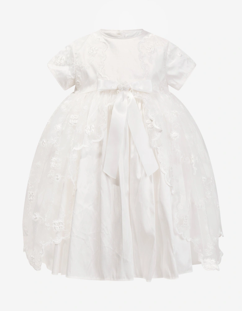 Baby Girls Christening Dress And Bonnet in Ivory