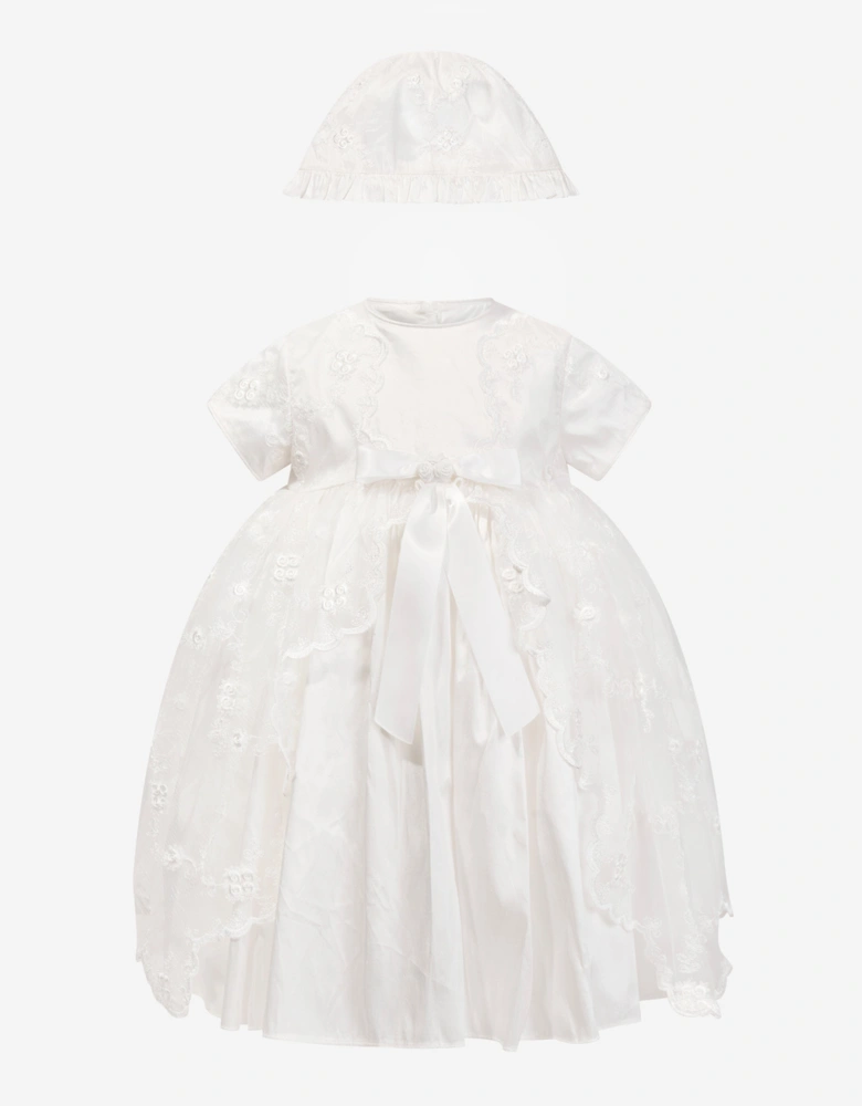 Baby Girls Christening Dress And Bonnet in Ivory
