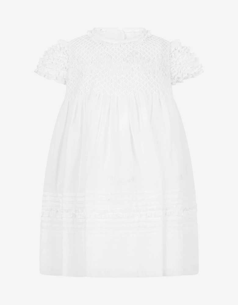 Baby Girls Dress And Bonnet in Ivory