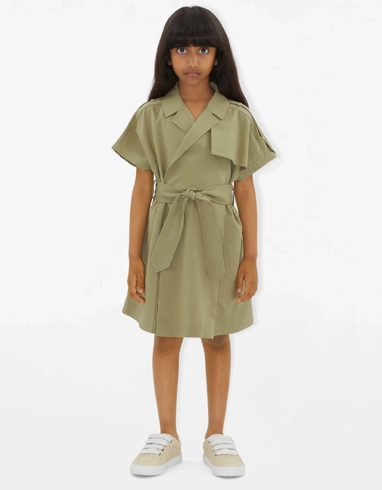 Girls Chloe Trench Dress in Green