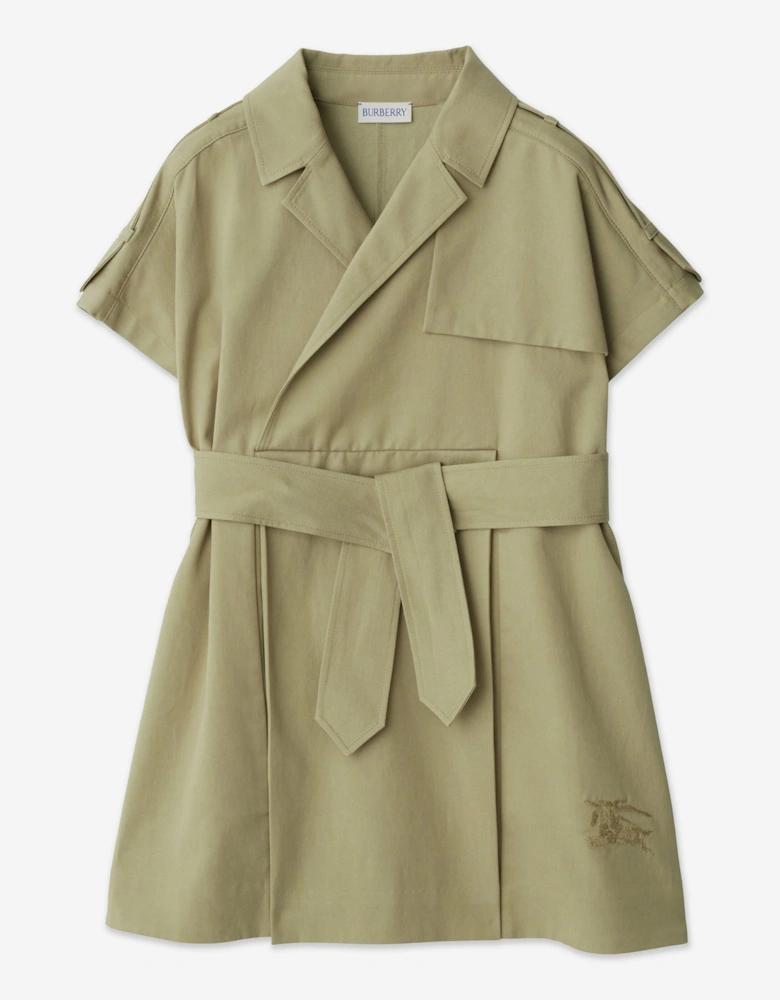Girls Chloe Trench Dress in Green