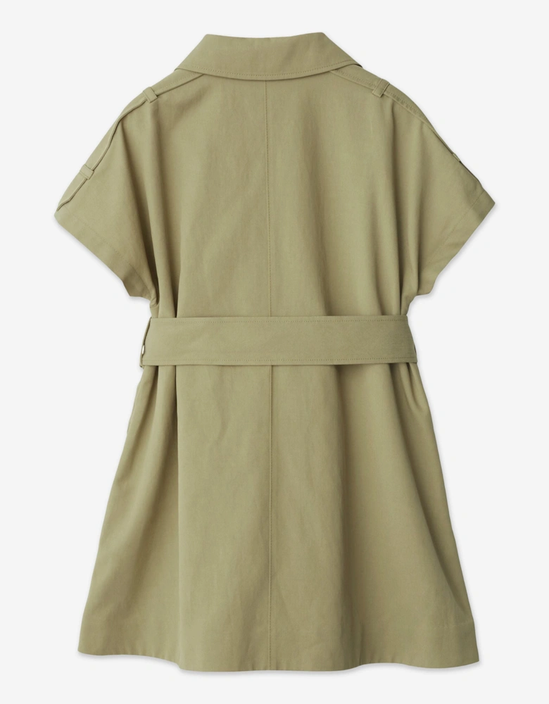 Girls Chloe Trench Dress in Green