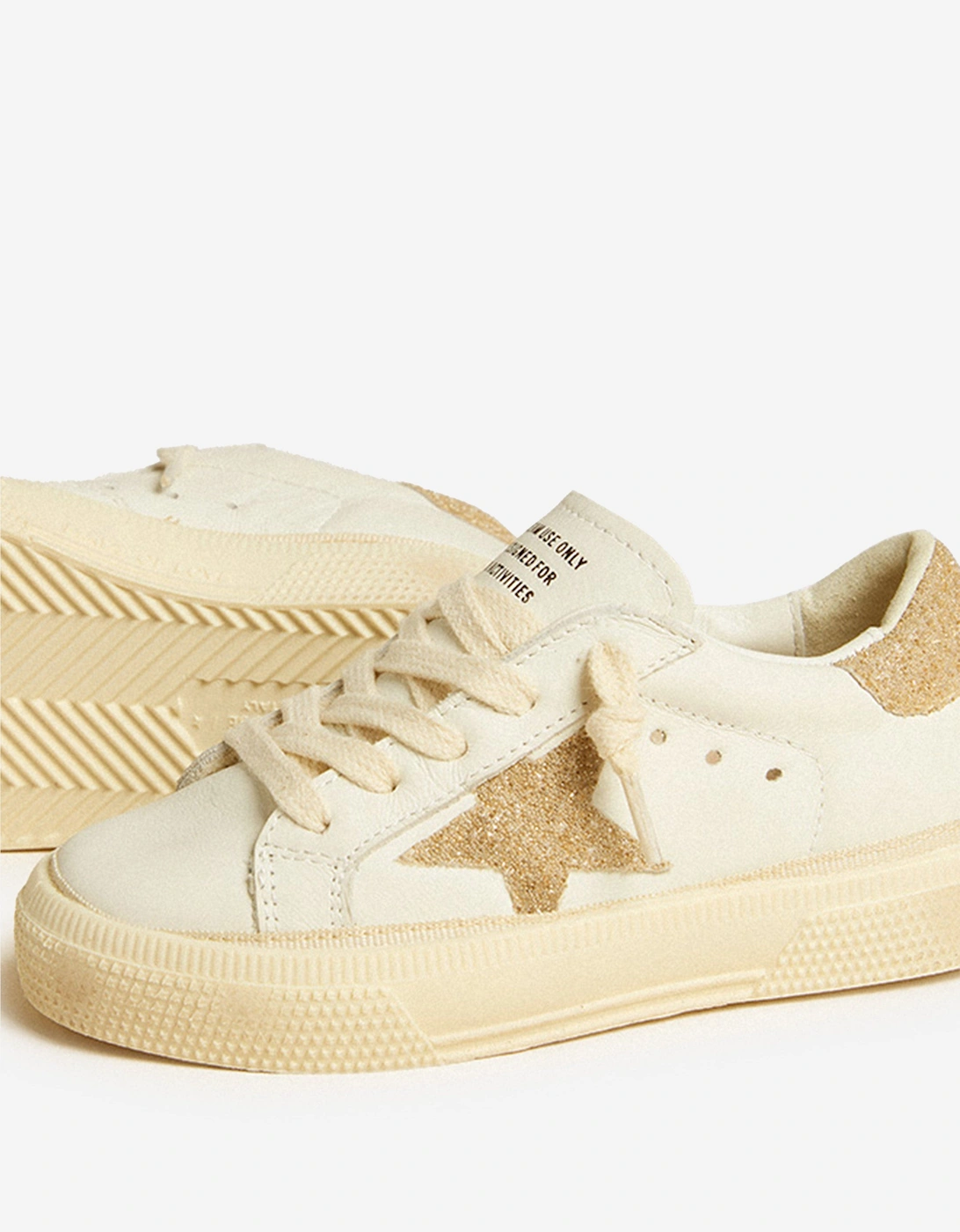 Girls Leather and Crystal Star May Trainers in White