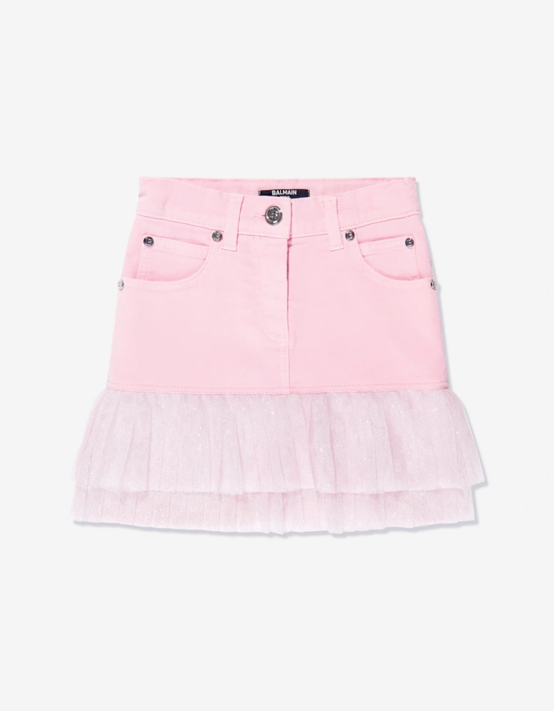 Girls Pleated Hem Skirt in Pink