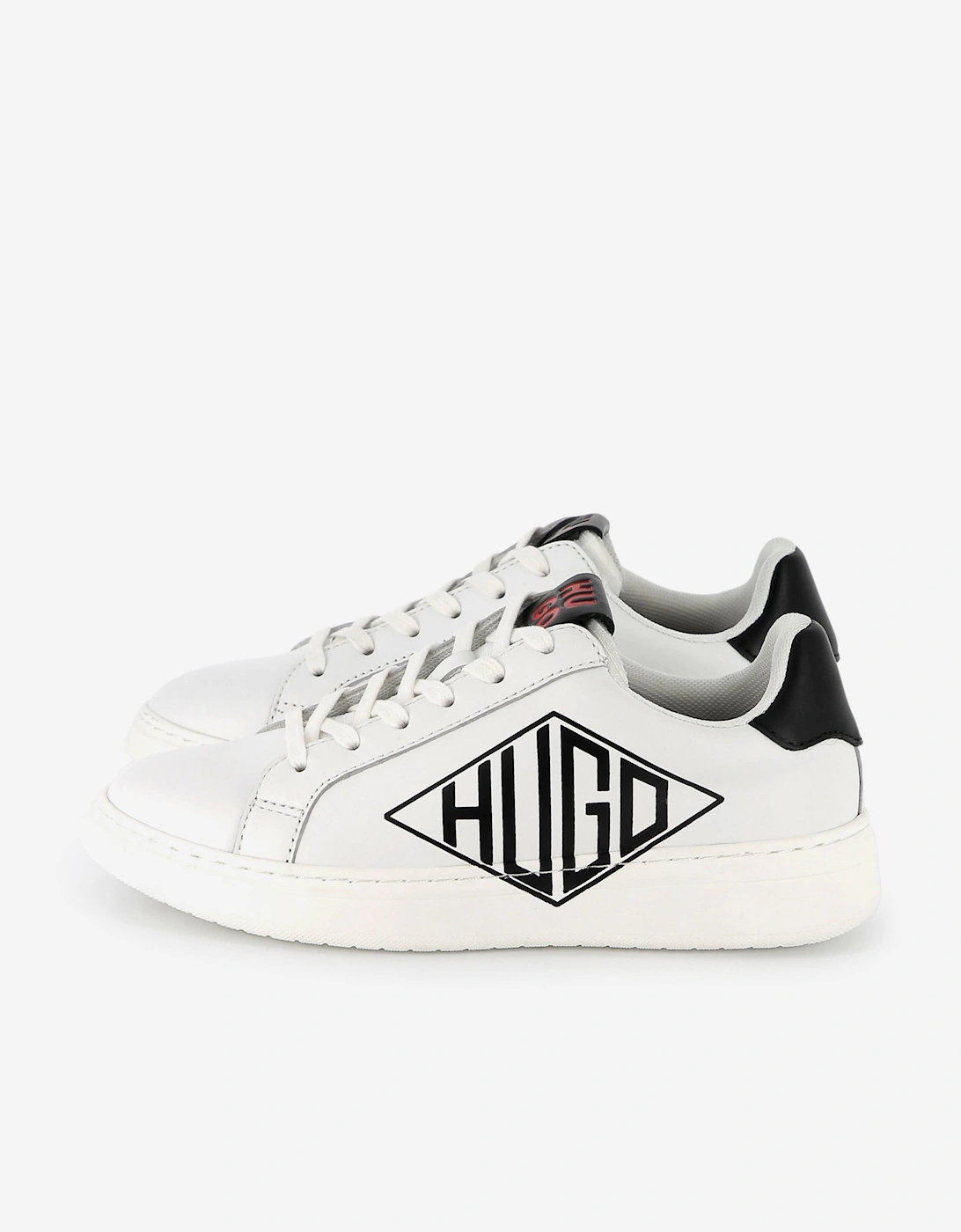 Boy's Hugo Boys Leather Logo Trainers in White - Size: 4