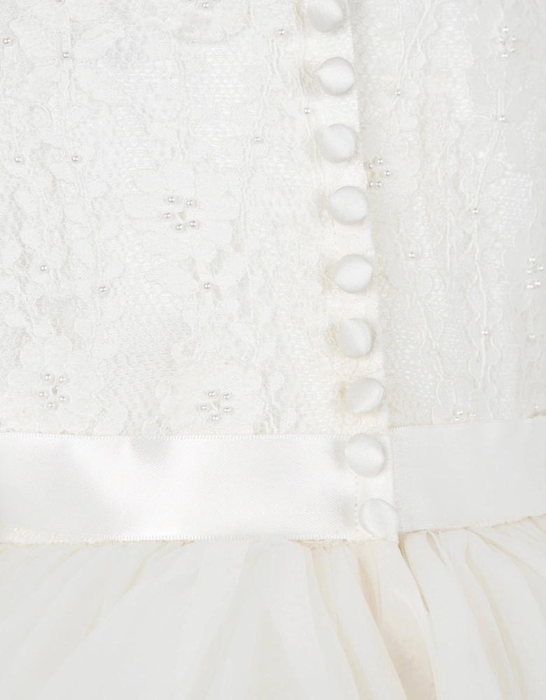 Girls Ceremonial Ballerina Length Dress in Ivory
