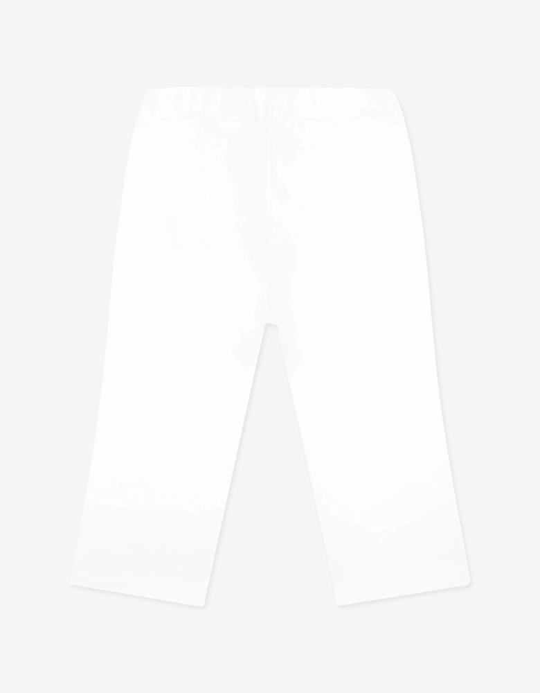 Baby Girls Logo Button Trousers in White