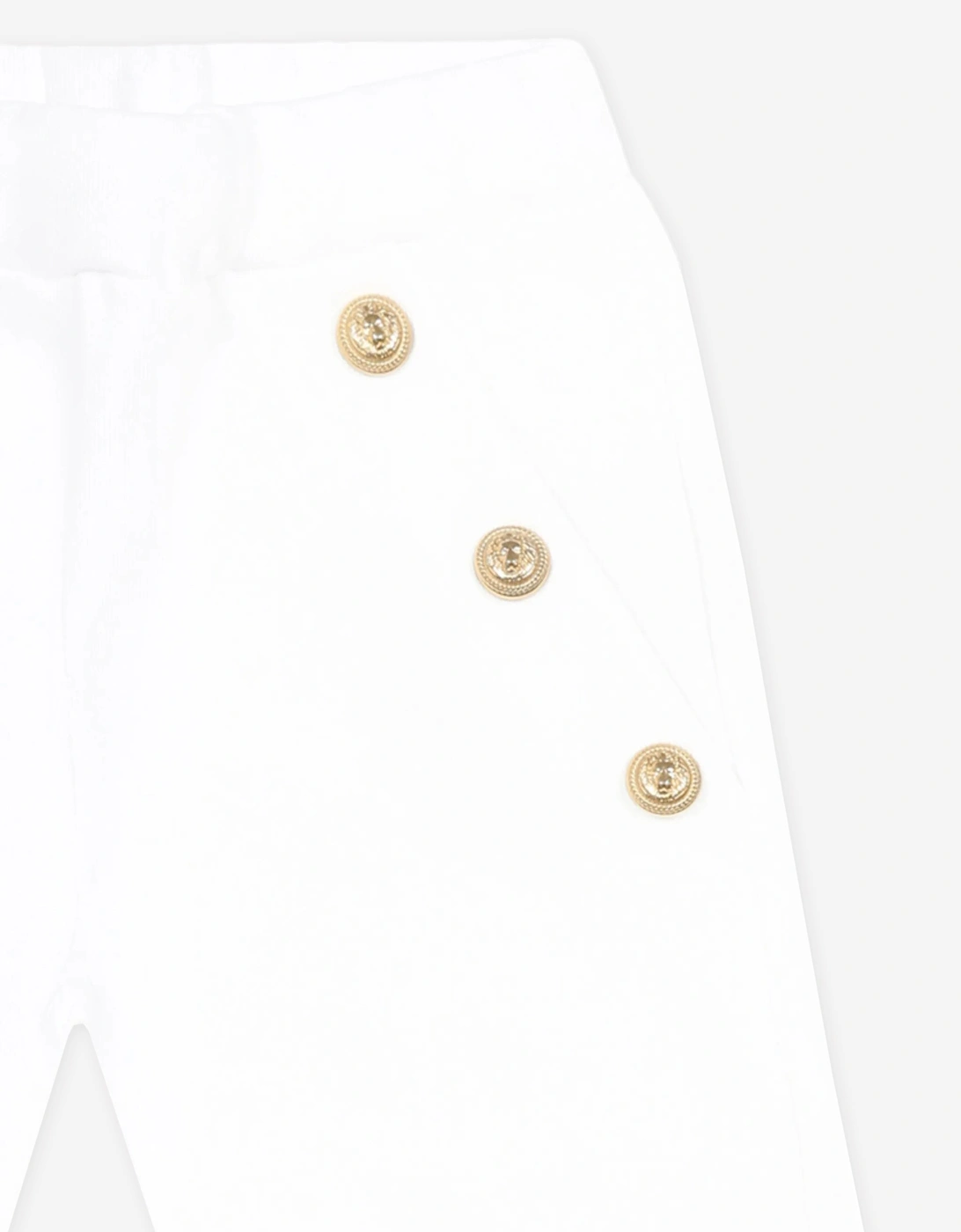 Baby Girls Logo Button Trousers in White