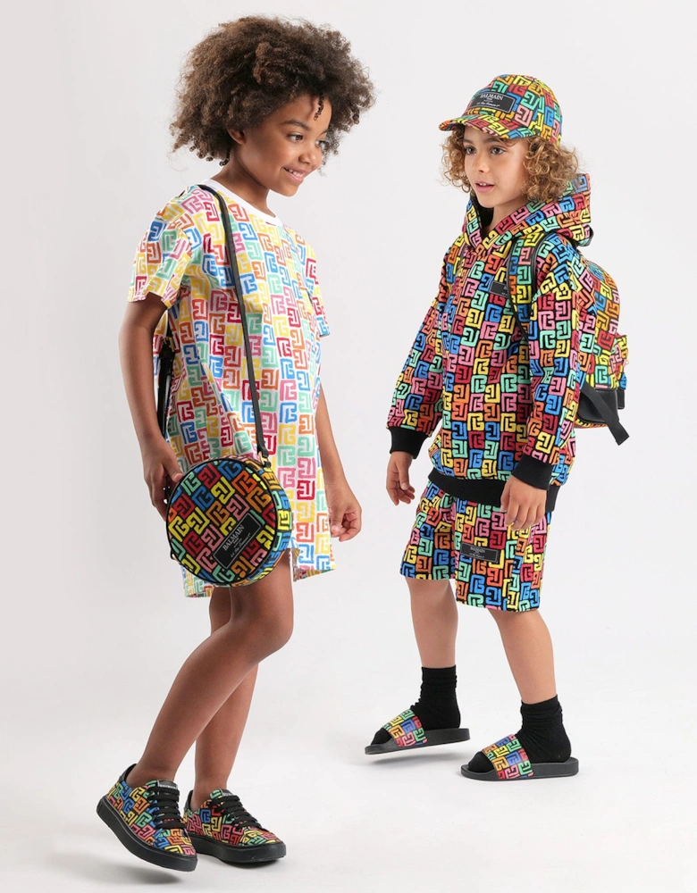 Girls Monogram Jersey Dress in Multicolour