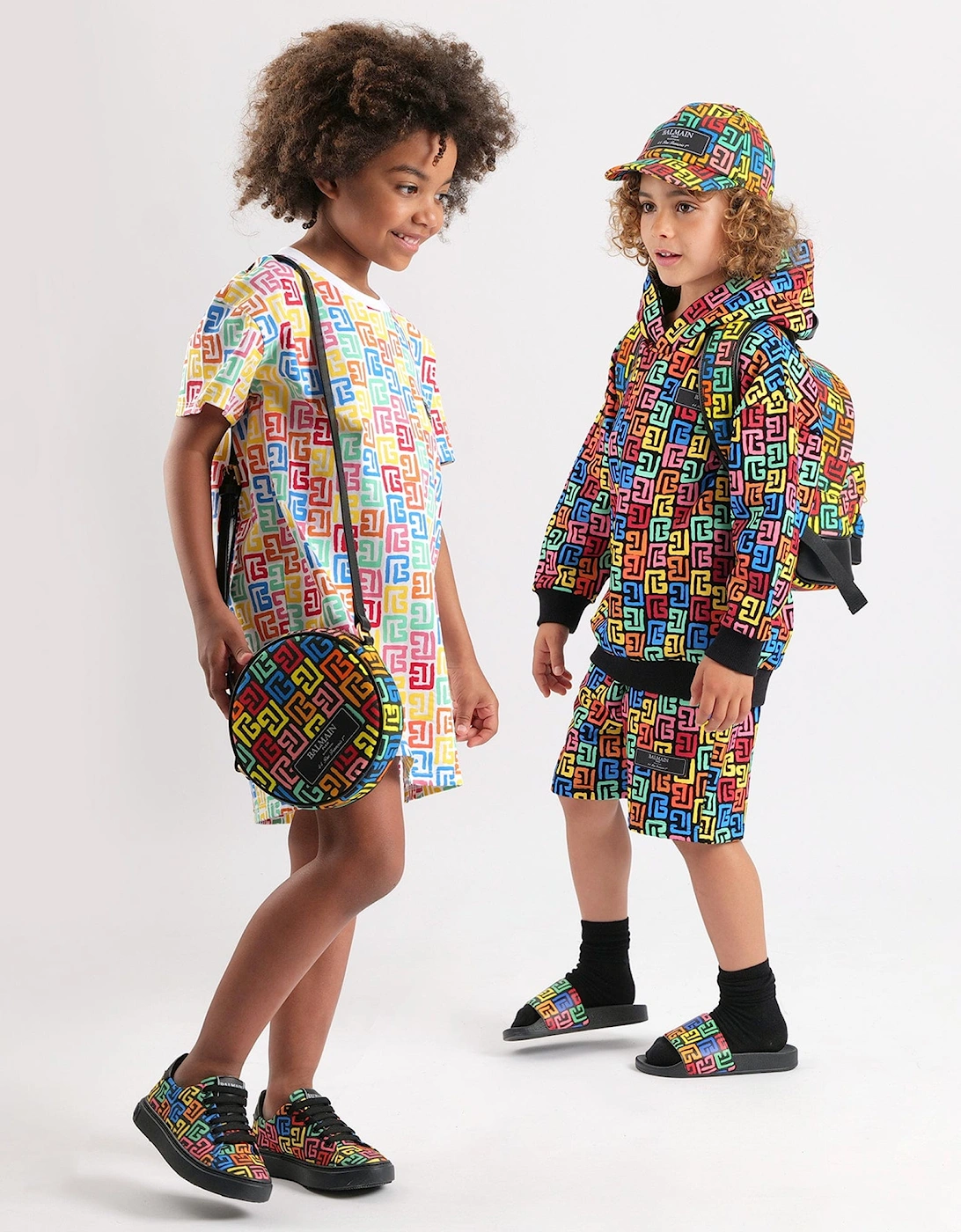 Girls Monogram Jersey Dress in Multicolour