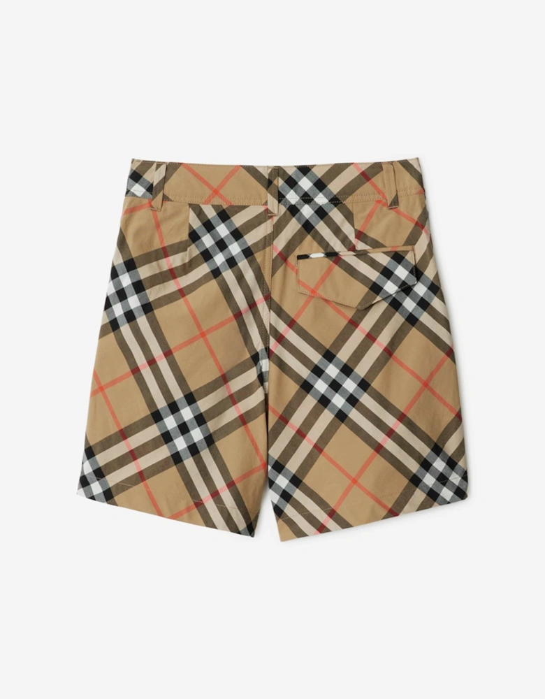 Boys Oscar Check Shorts in Beige