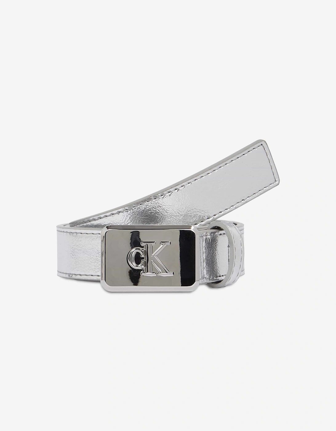 Girls Metallic Buckle Belt in Silver, 5 of 4