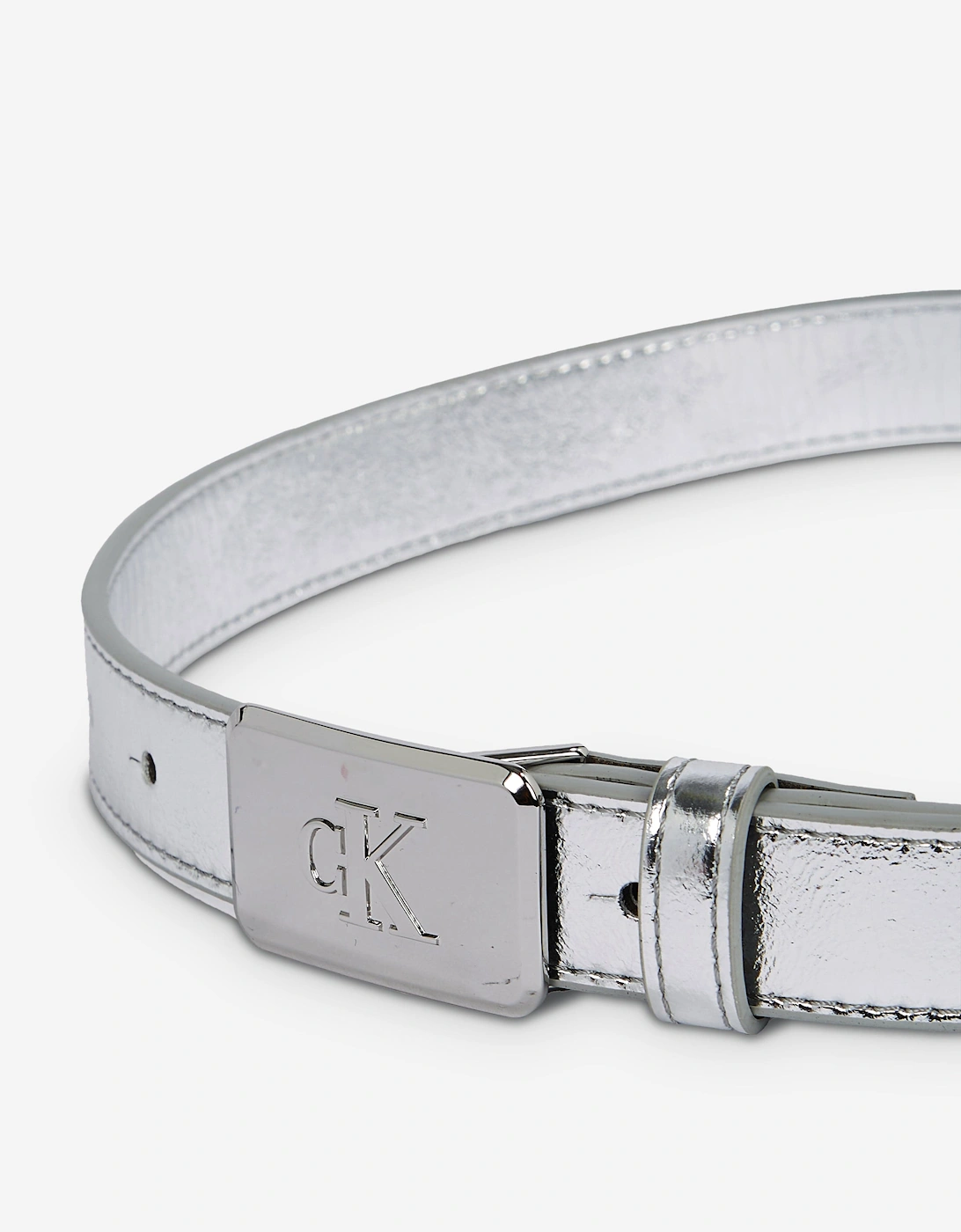 Girls Metallic Buckle Belt in Silver