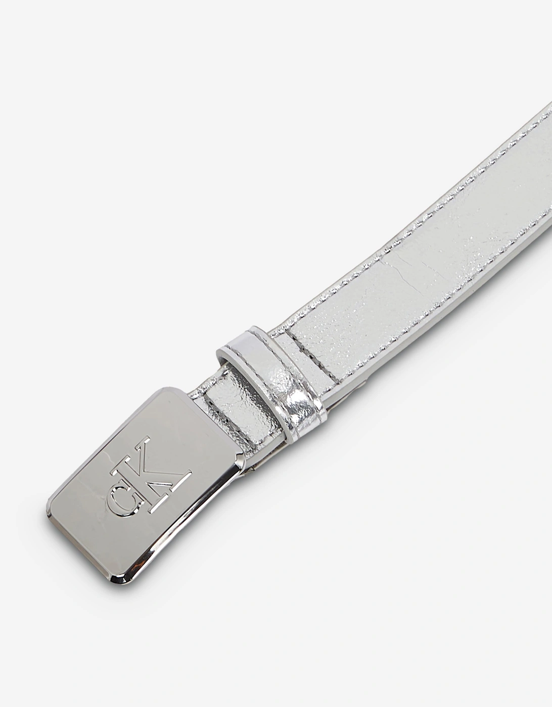 Girls Metallic Buckle Belt in Silver