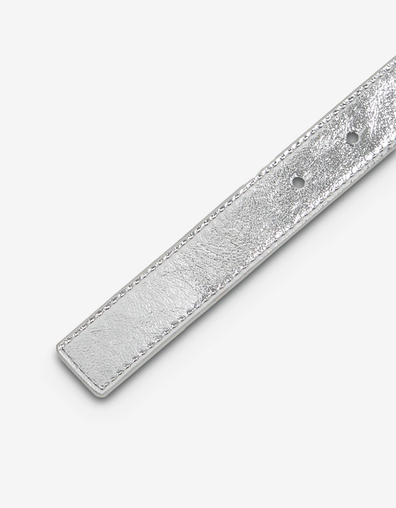 Girls Metallic Buckle Belt in Silver