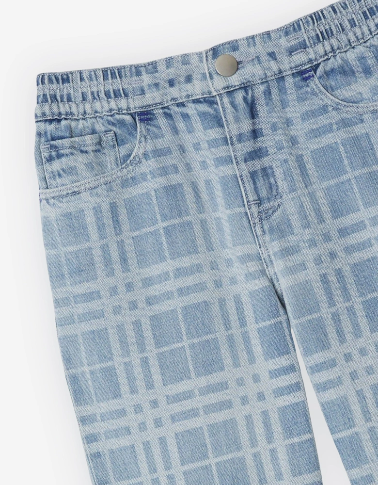 Boys Check Carven Trousers in Blue