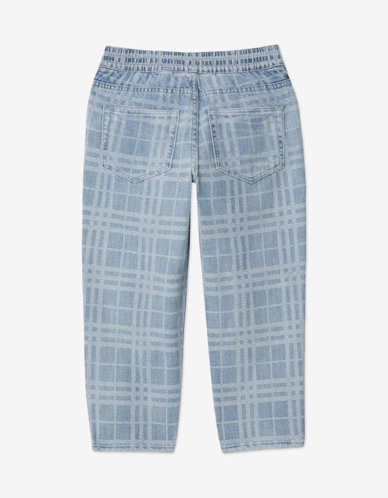 Boys Check Carven Trousers in Blue