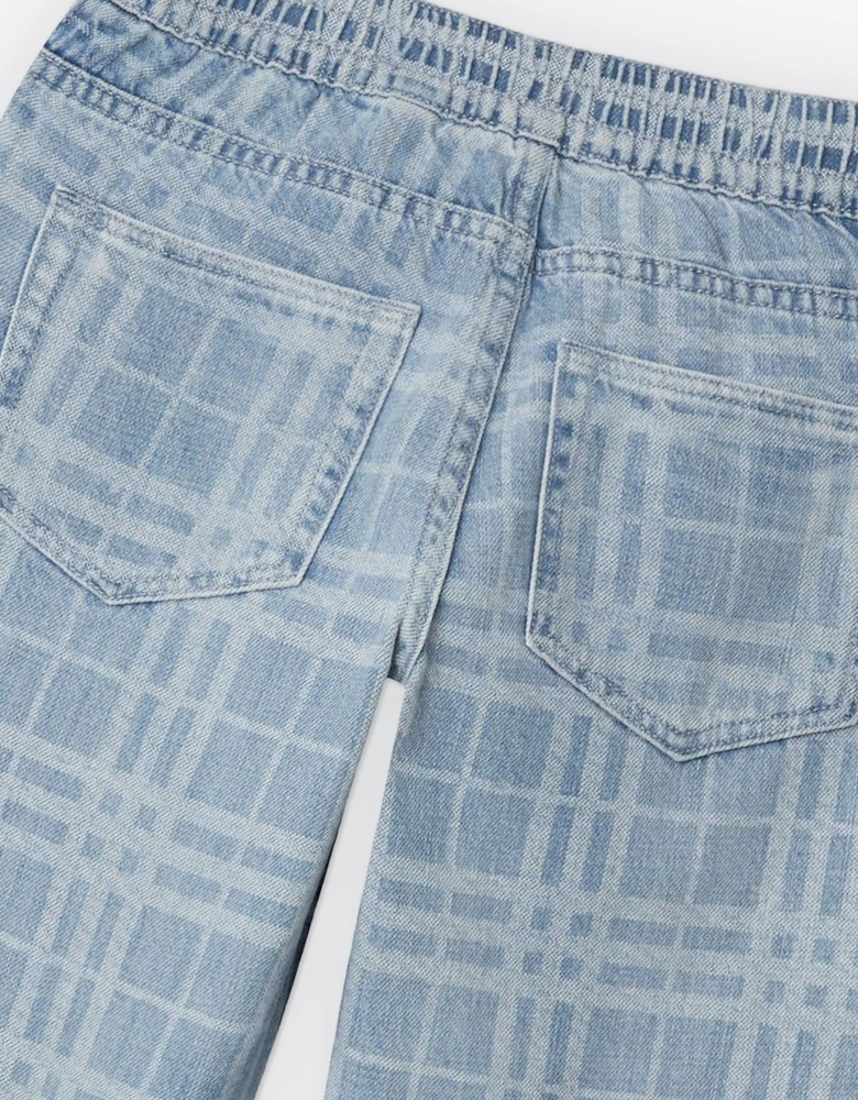 Boys Check Carven Trousers in Blue