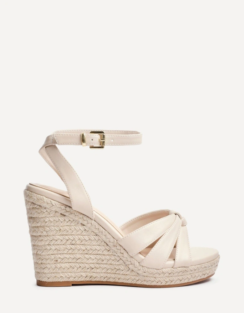 Goddess Nude Faux Leather Espadrille Wedge