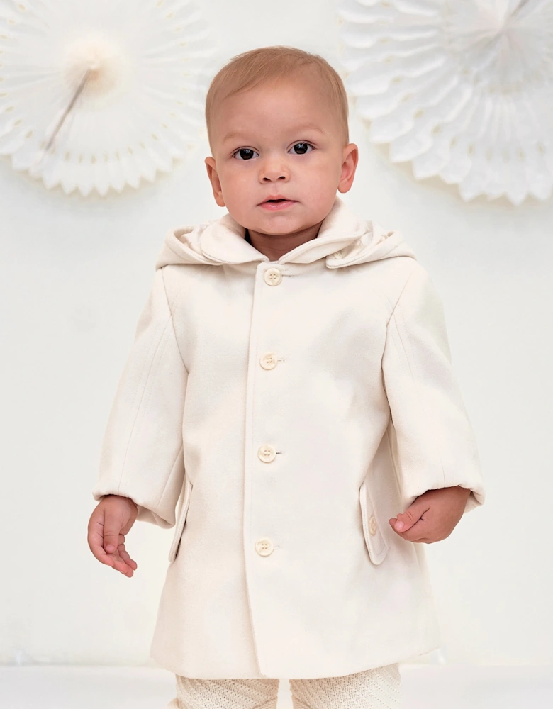Boys Hooded Coat in Ivory