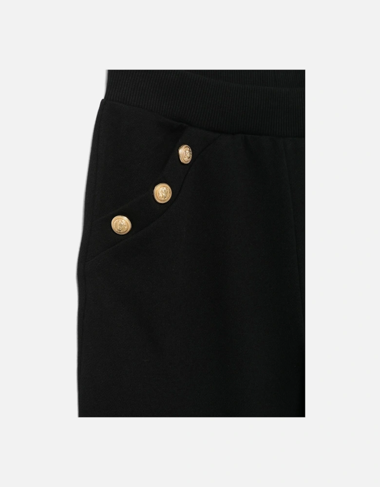 Girls Logo Button Joggers in Black