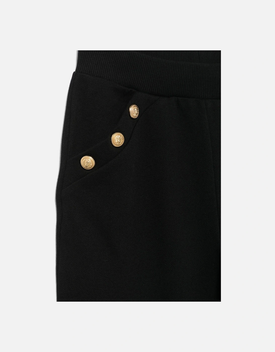 Girls Logo Button Joggers in Black