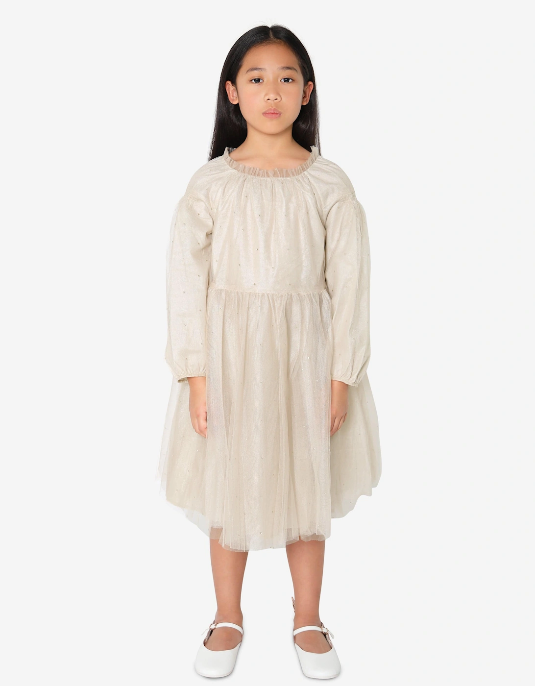 Girls Bluebell Dress In Beige, 6 of 5