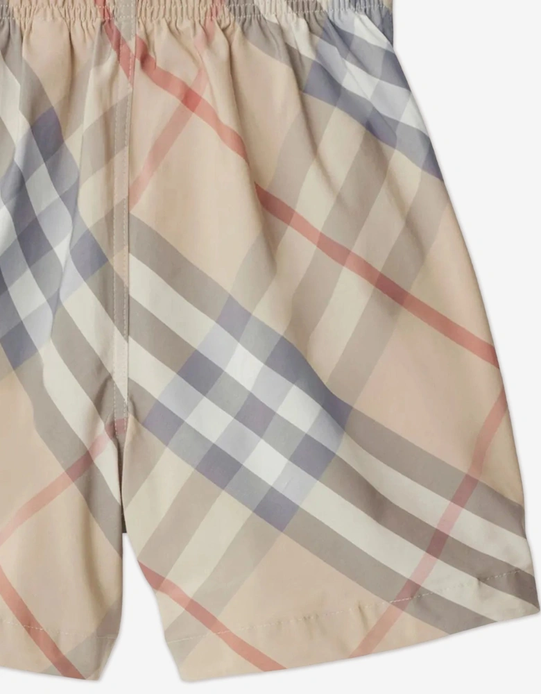Boys Fabien Check Shorts in Beige