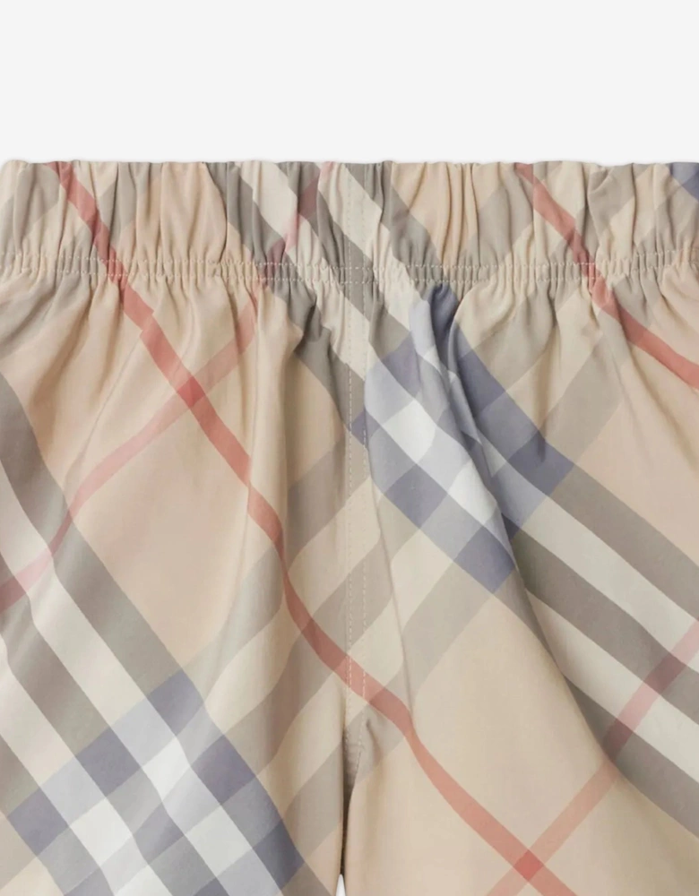 Boys Fabien Check Shorts in Beige