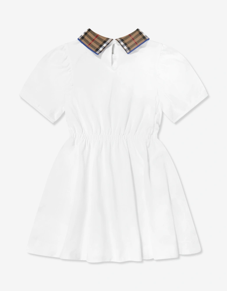Girls Check Collar Alesea Dress in White