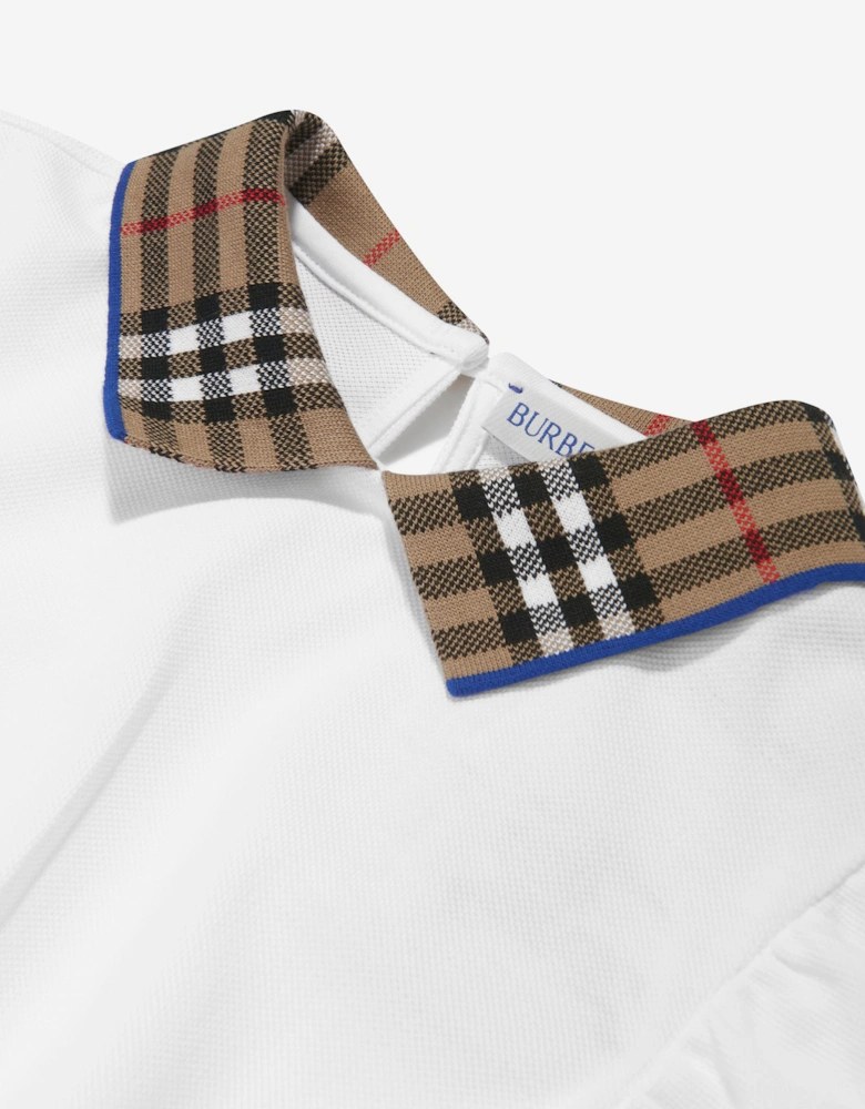Girls Check Collar Alesea Dress in White
